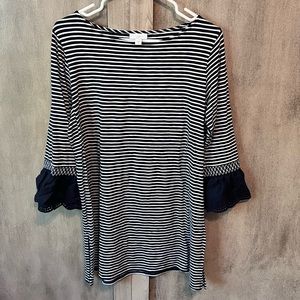 J.Jill Navy Striped Tunic Top
